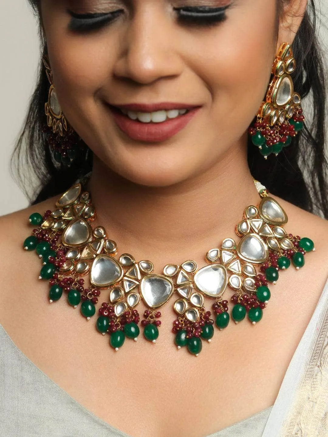 Triangular Kundan Pastel Set