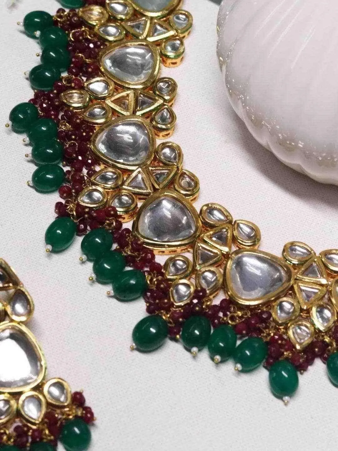 Triangular Kundan Pastel Set