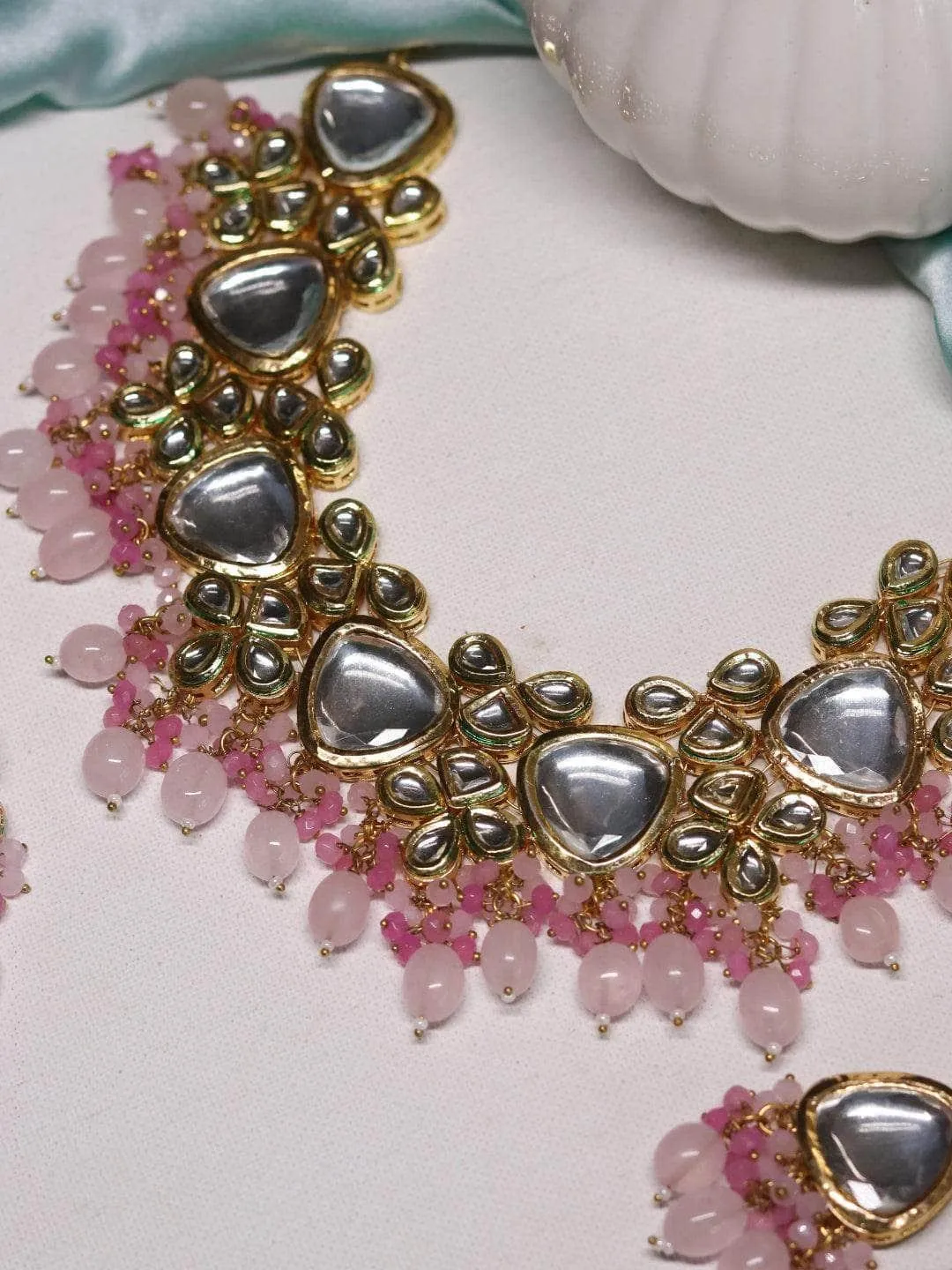 Triangular Kundan Pastel Set