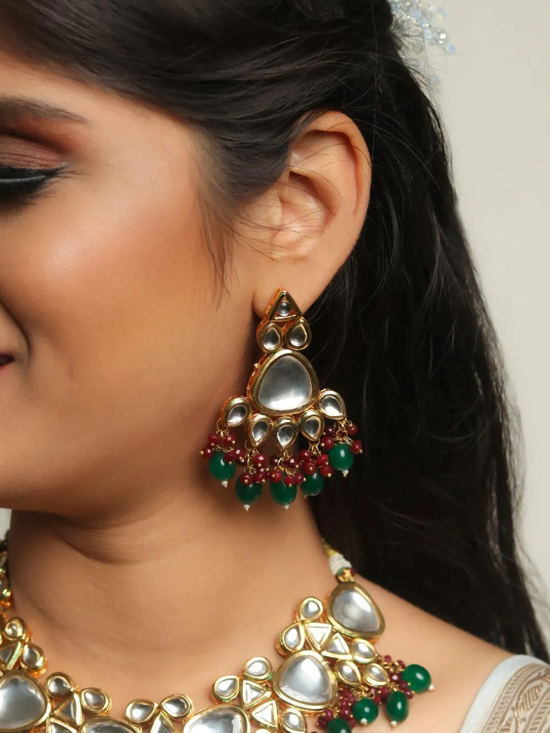 Triangular Kundan Pastel Set