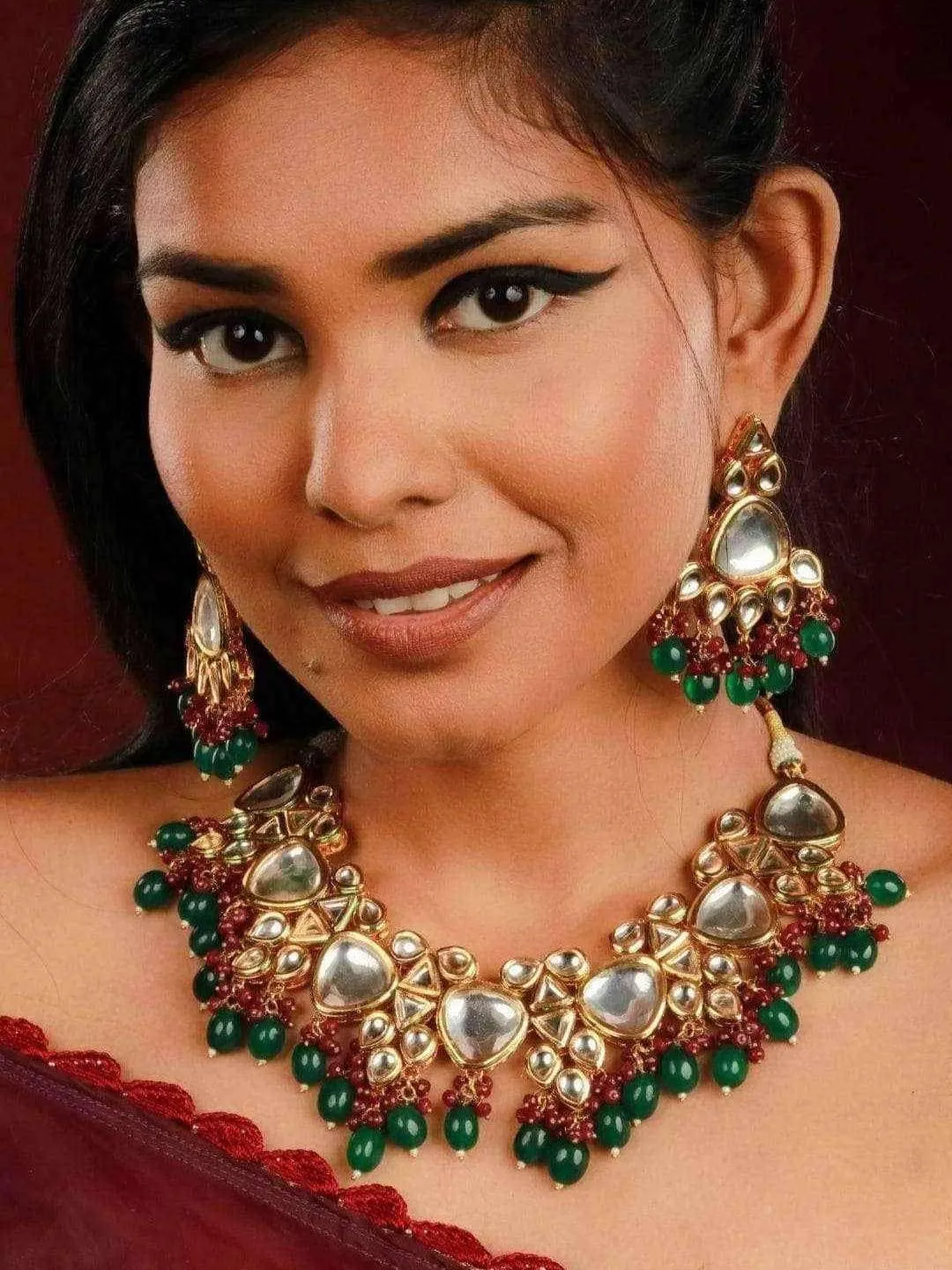 Triangular Kundan Pastel Set