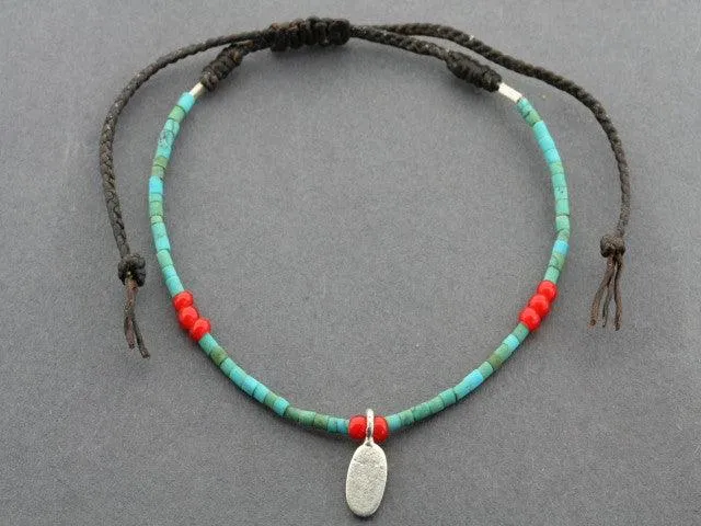 turquoise bead bracelet - oval