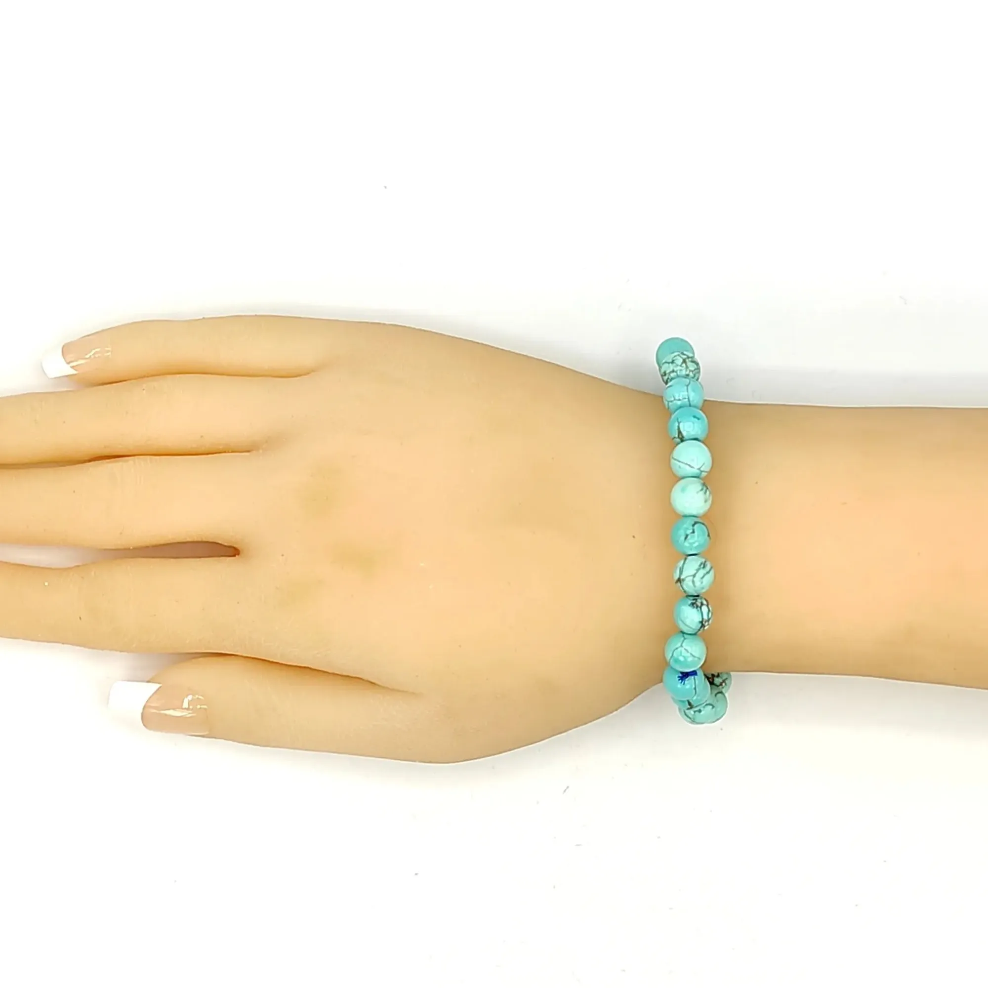 Turquoise / Firoza Bracelet Natural Crystal Healing Bracelet Gemstone Jewellery Beaded Stone Bracelet for Men & Women, Bead Size 6 mm