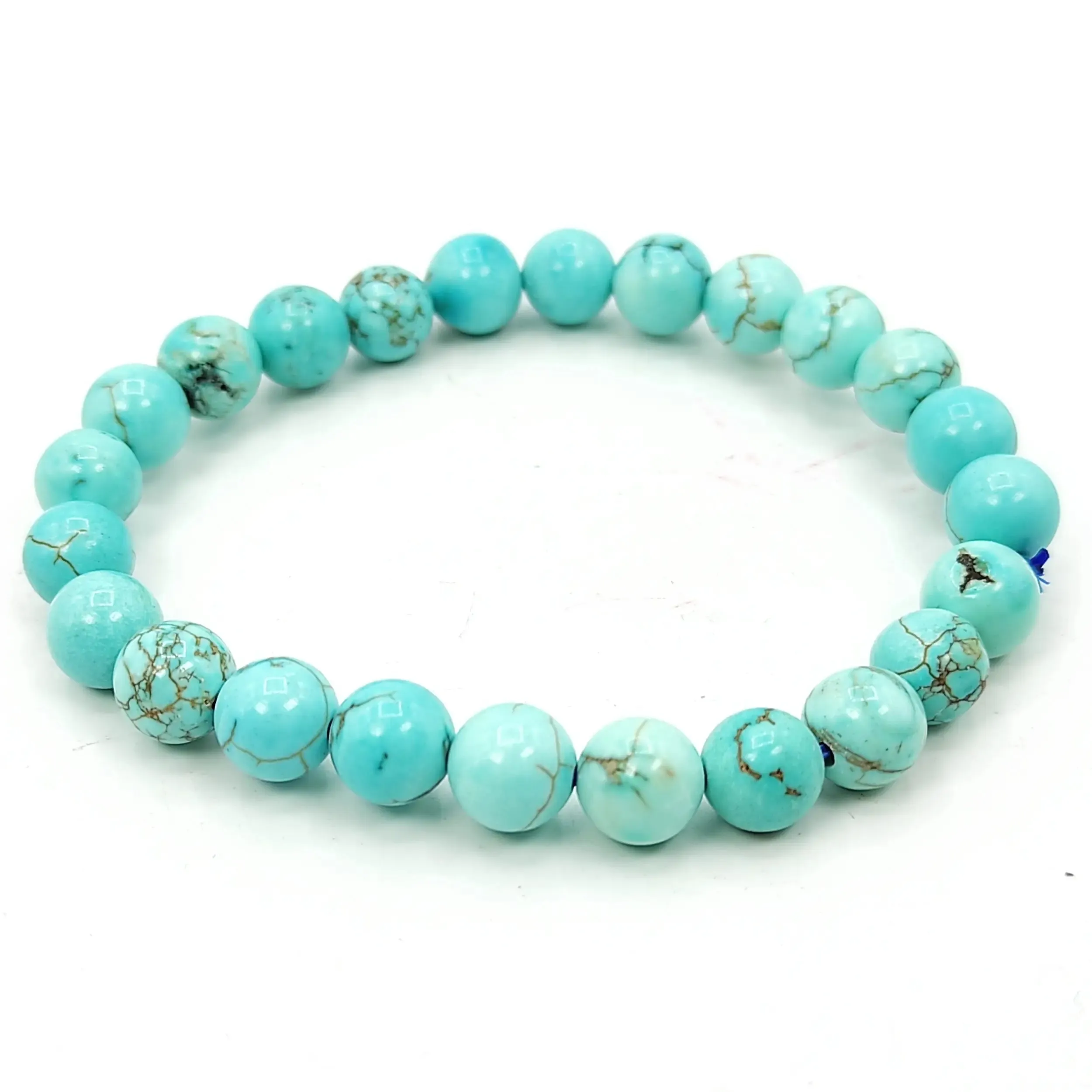 Turquoise / Firoza Bracelet Natural Crystal Healing Bracelet Gemstone Jewellery Beaded Stone Bracelet for Men & Women, Bead Size 6 mm
