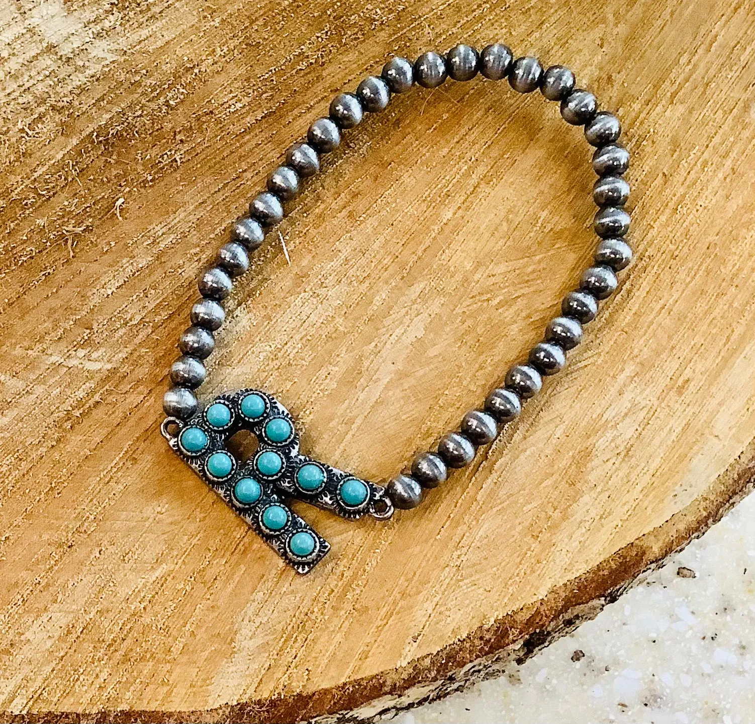 Turquoise Initial bracelet