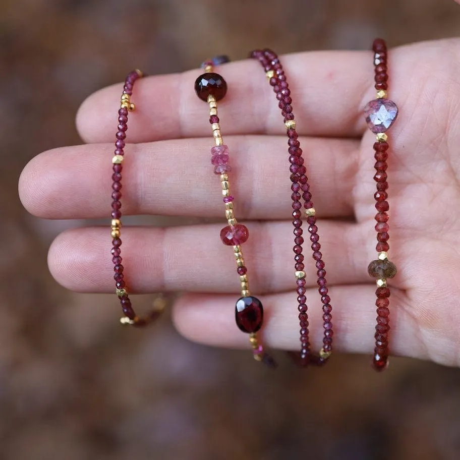 Two Strand Red Garnet Bracelet