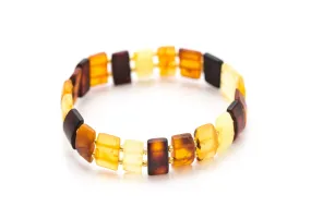 Unisex Amber Rectangular Bead Bracelet