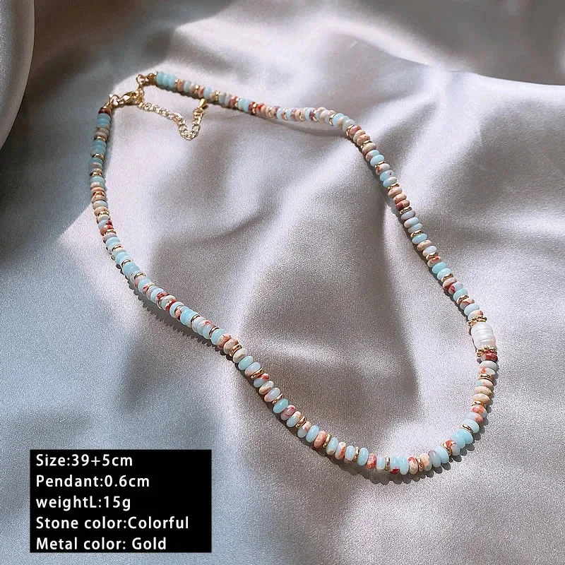 VAIGE Elegant Natural Stone Bead and Pearl Pendant Bracelet - Unique Geometric Design with Copper Alloy Clasp for Fashion Jewelry Lovers