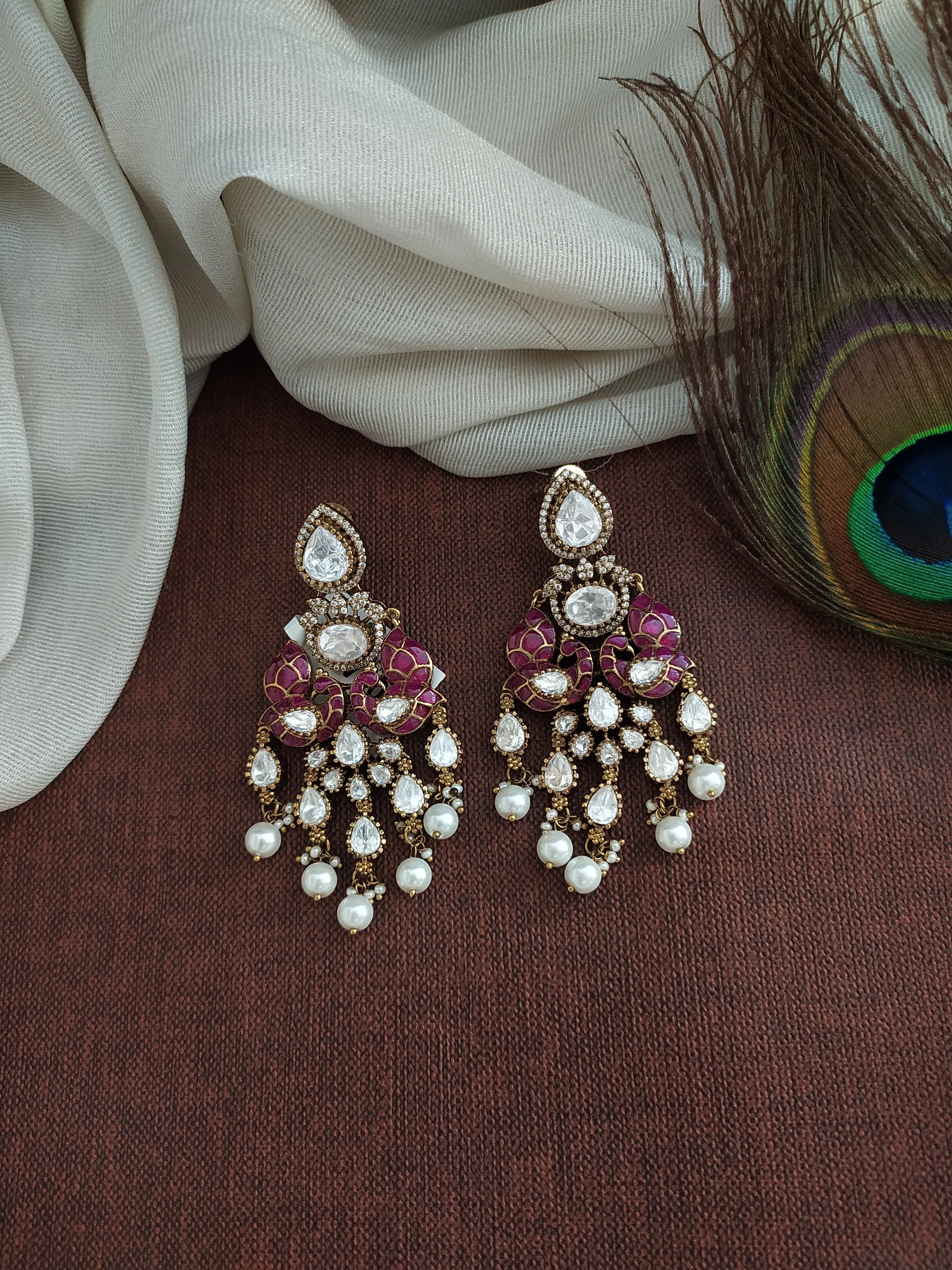 Victorian Statement Earrings in Evergreen Colors