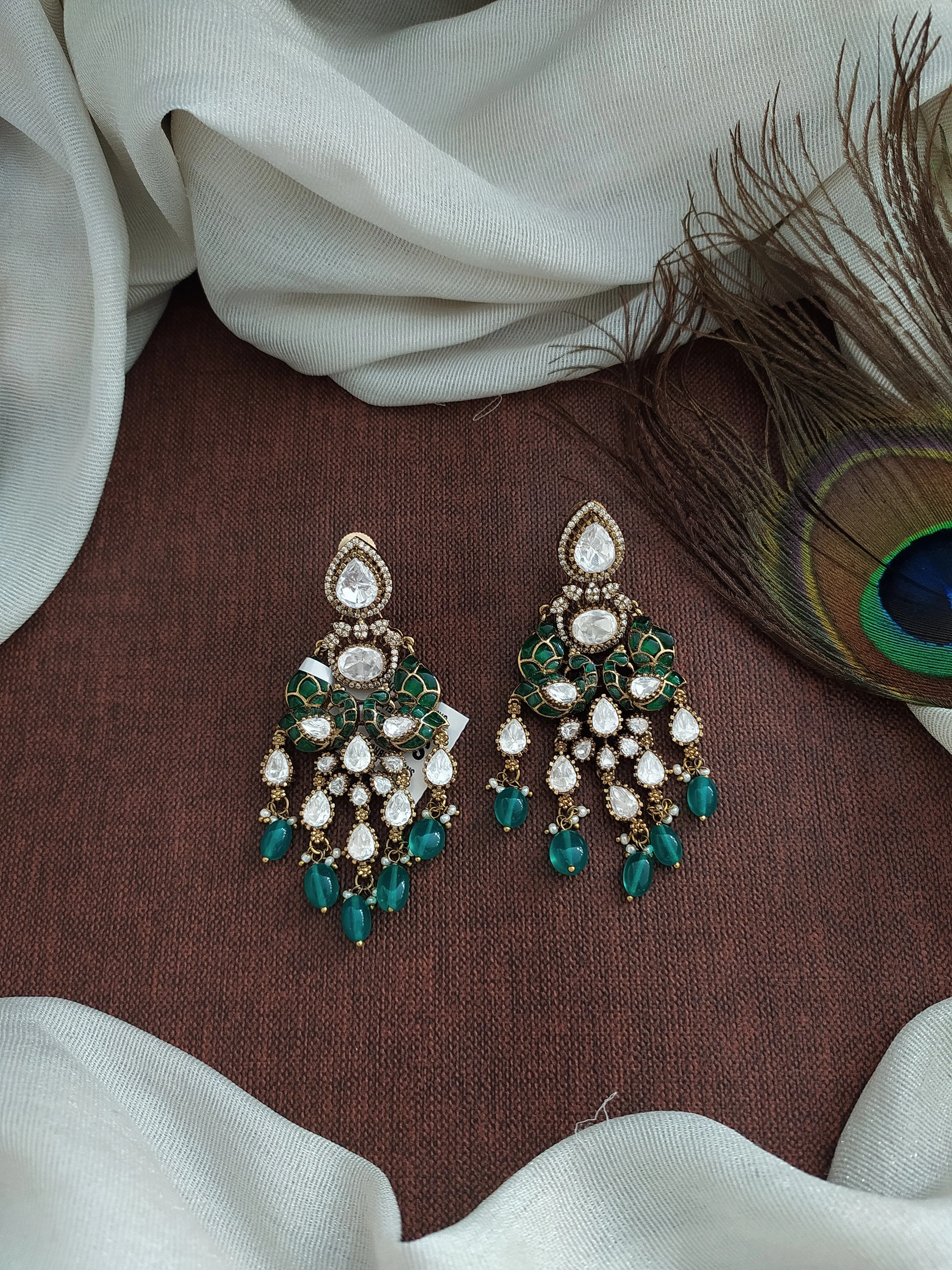 Victorian Statement Earrings in Evergreen Colors
