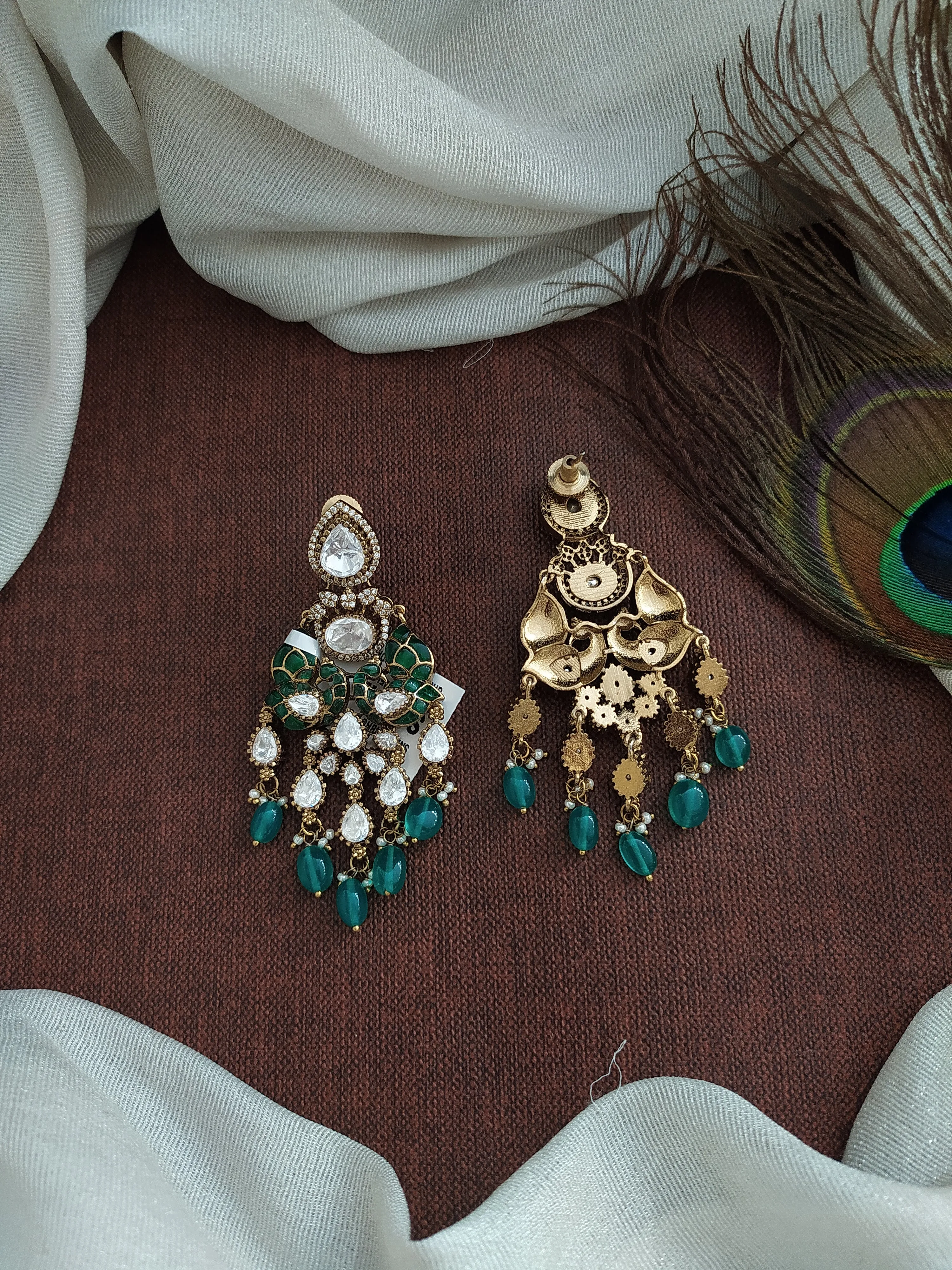 Victorian Statement Earrings in Evergreen Colors