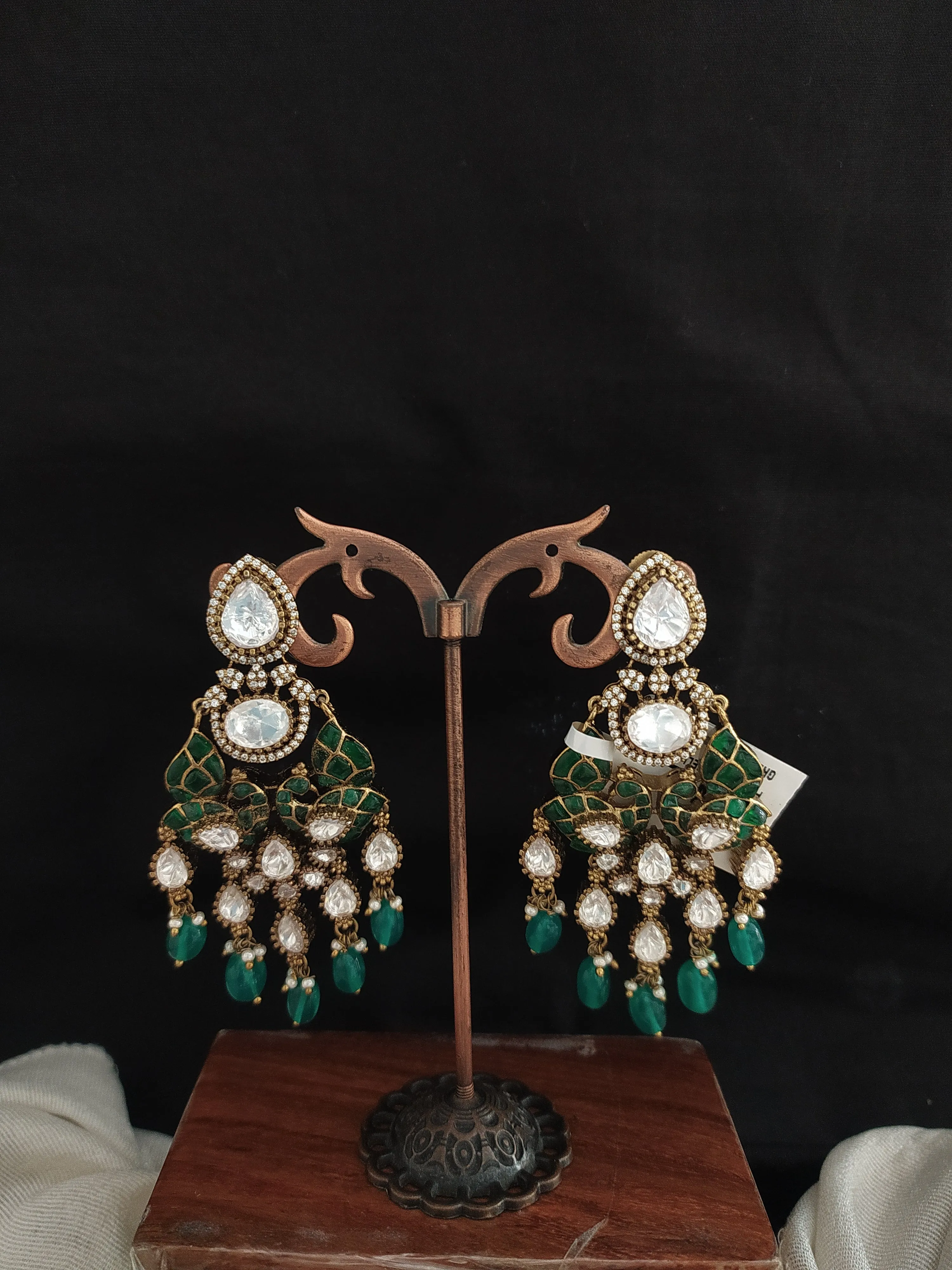Victorian Statement Earrings in Evergreen Colors