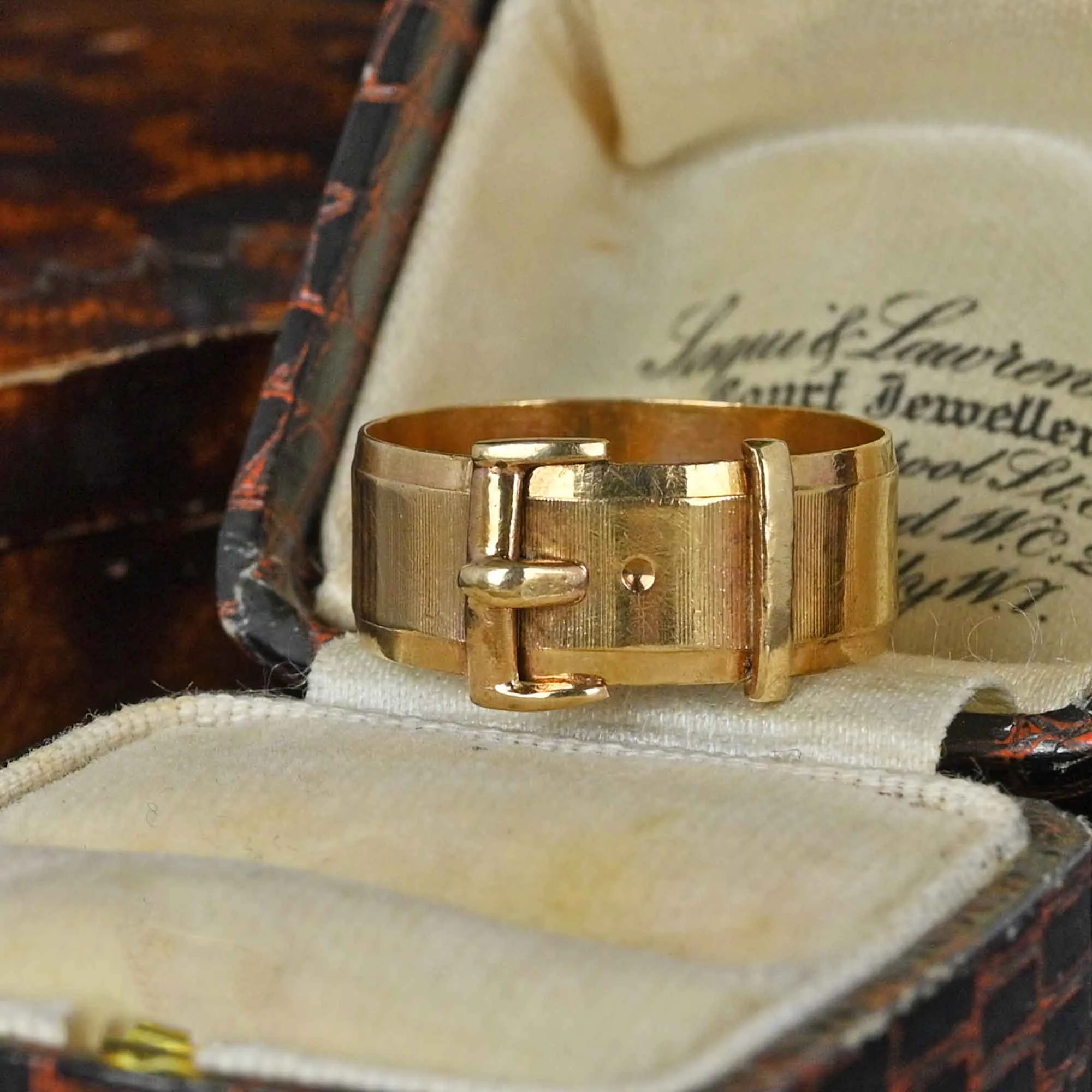 Vintage English Gold Buckle Ring
