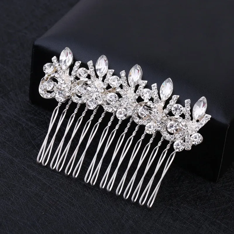 Wedding Headdress Floral Elegant Hair Pearl Hairpin Hair Accessories for Bride Crystal Crown
