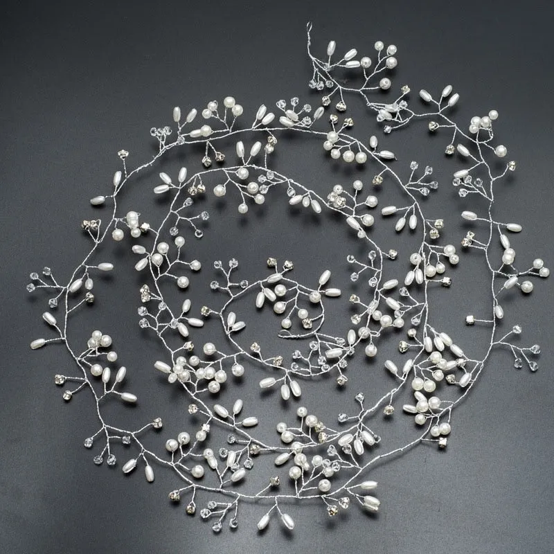 Wedding Headdress Floral Elegant Hair Pearl Hairpin Hair Accessories for Bride Crystal Crown
