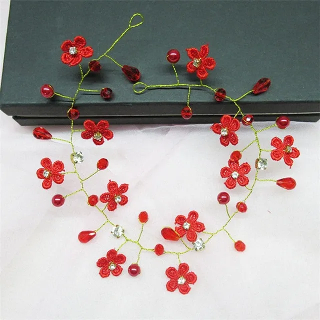 Wedding Headdress Floral Elegant Hair Pearl Hairpin Hair Accessories for Bride Crystal Crown