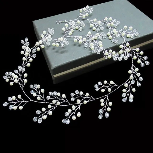 Wedding Headdress Floral Elegant Hair Pearl Hairpin Hair Accessories for Bride Crystal Crown