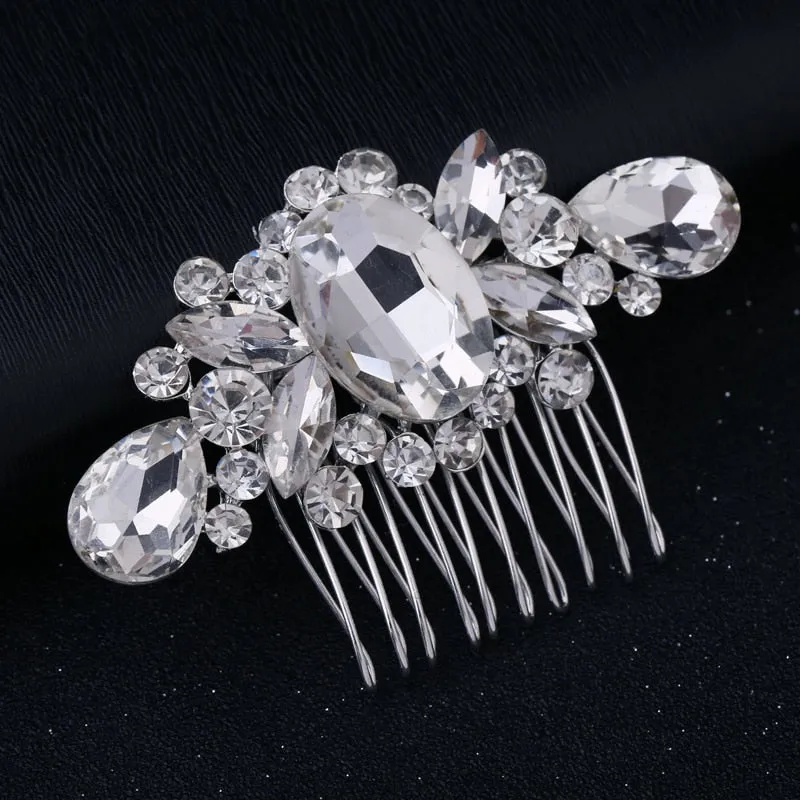 Wedding Headdress Floral Elegant Hair Pearl Hairpin Hair Accessories for Bride Crystal Crown