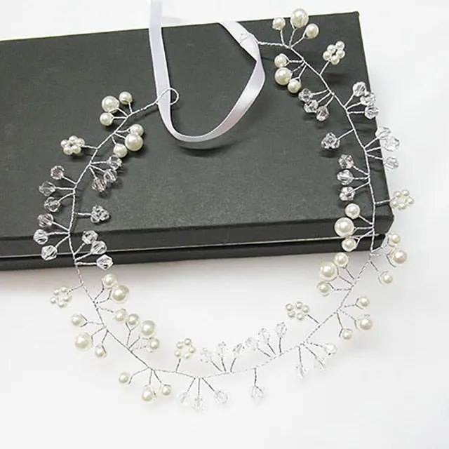 Wedding Headdress Floral Elegant Hair Pearl Hairpin Hair Accessories for Bride Crystal Crown