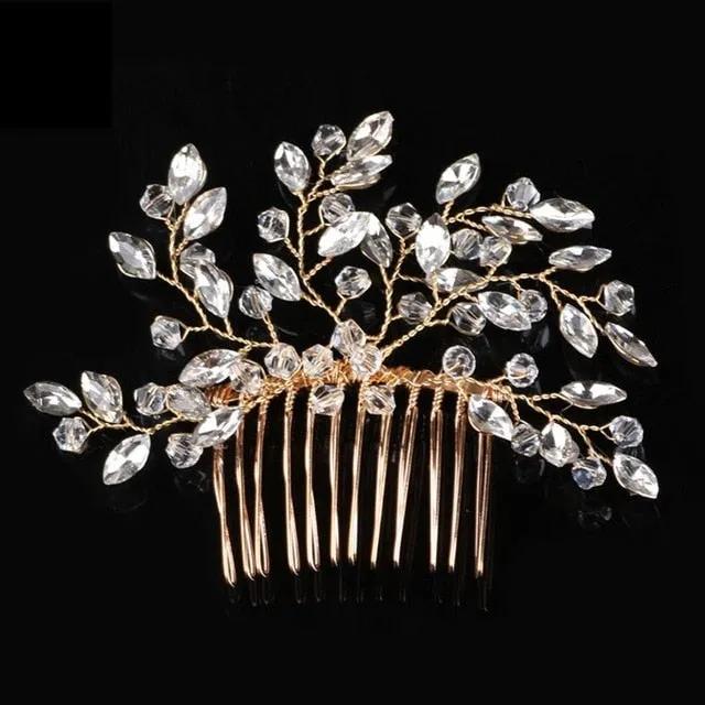 Wedding Headdress Floral Elegant Hair Pearl Hairpin Hair Accessories for Bride Crystal Crown