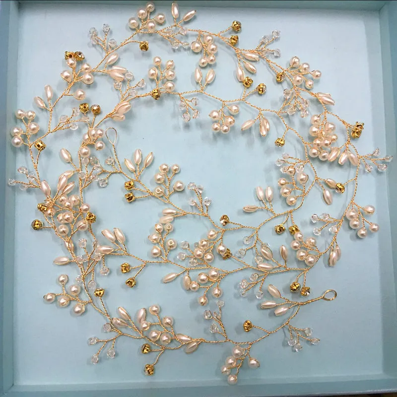 Wedding Headdress Floral Elegant Hair Pearl Hairpin Hair Accessories for Bride Crystal Crown