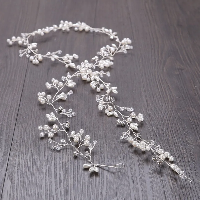 Wedding Headdress Floral Elegant Hair Pearl Hairpin Hair Accessories for Bride Crystal Crown