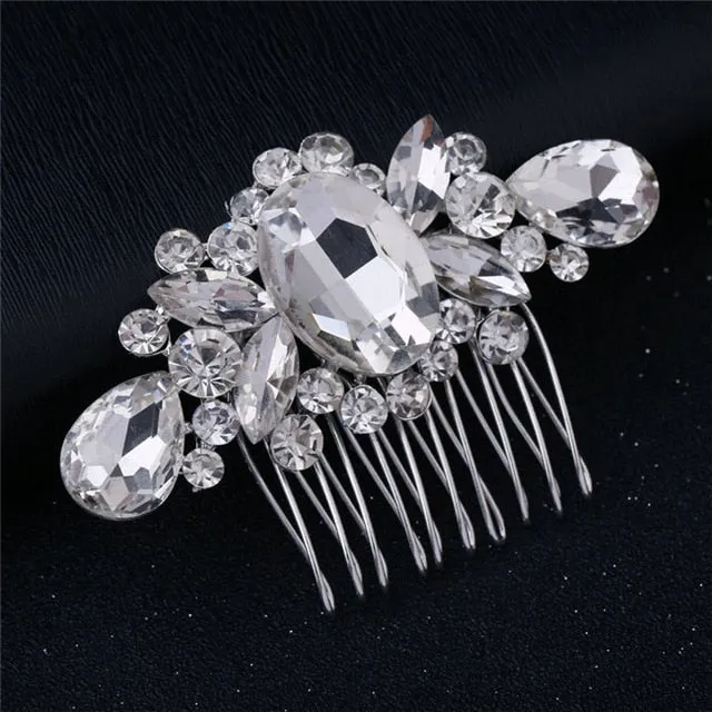 Wedding Headdress Floral Elegant Hair Pearl Hairpin Hair Accessories for Bride Crystal Crown