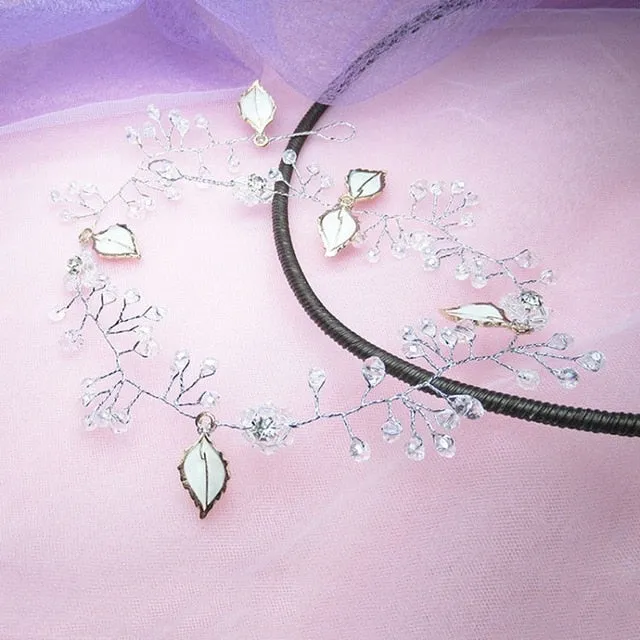 Wedding Headdress Floral Elegant Hair Pearl Hairpin Hair Accessories for Bride Crystal Crown