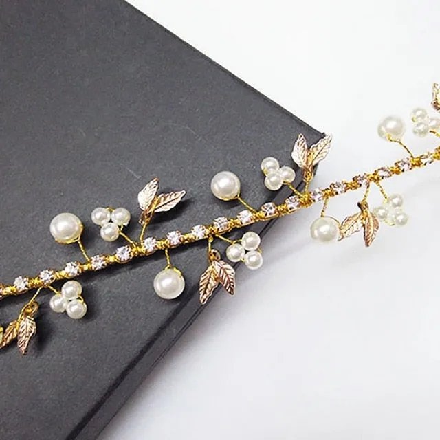 Wedding Headdress Floral Elegant Hair Pearl Hairpin Hair Accessories for Bride Crystal Crown