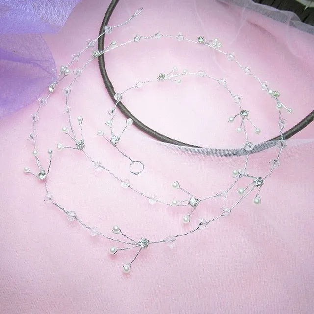 Wedding Headdress Floral Elegant Hair Pearl Hairpin Hair Accessories for Bride Crystal Crown