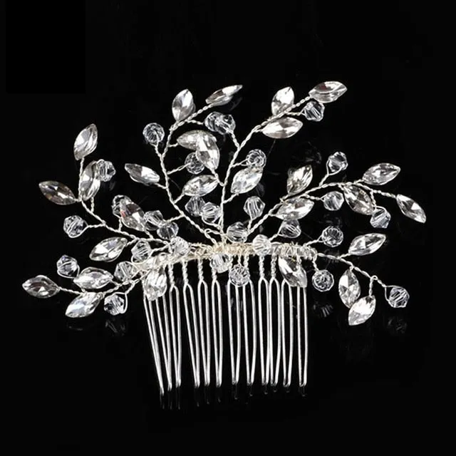 Wedding Headdress Floral Elegant Hair Pearl Hairpin Hair Accessories for Bride Crystal Crown