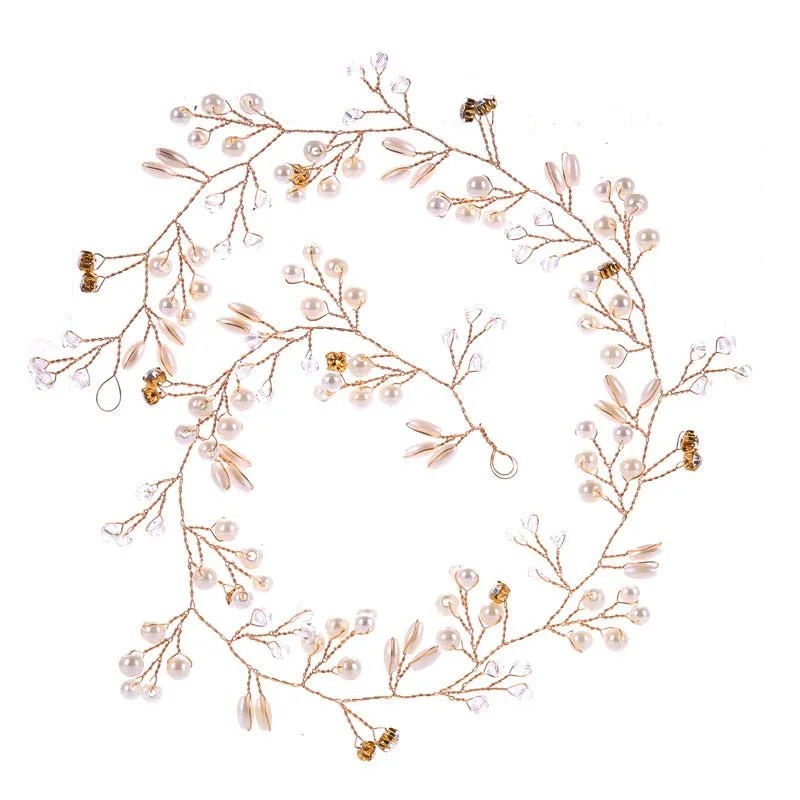 Wedding Headdress Floral Elegant Hair Pearl Hairpin Hair Accessories for Bride Crystal Crown