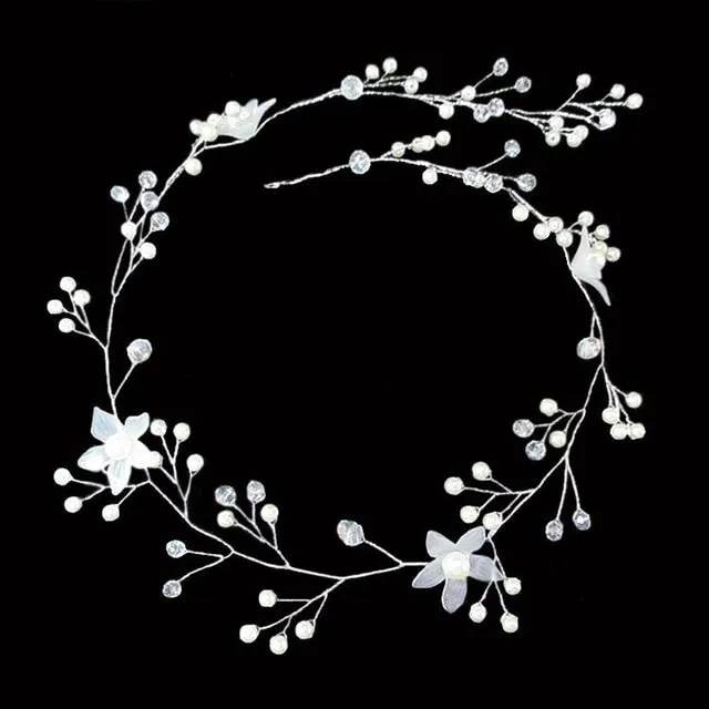 Wedding Headdress Floral Elegant Hair Pearl Hairpin Hair Accessories for Bride Crystal Crown
