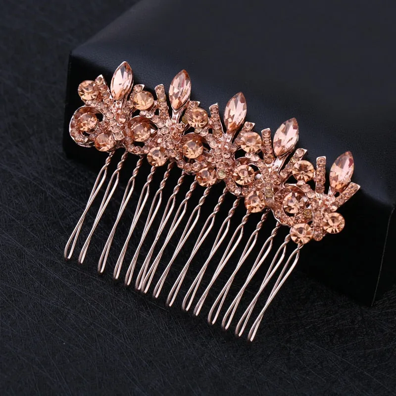 Wedding Headdress Floral Elegant Hair Pearl Hairpin Hair Accessories for Bride Crystal Crown