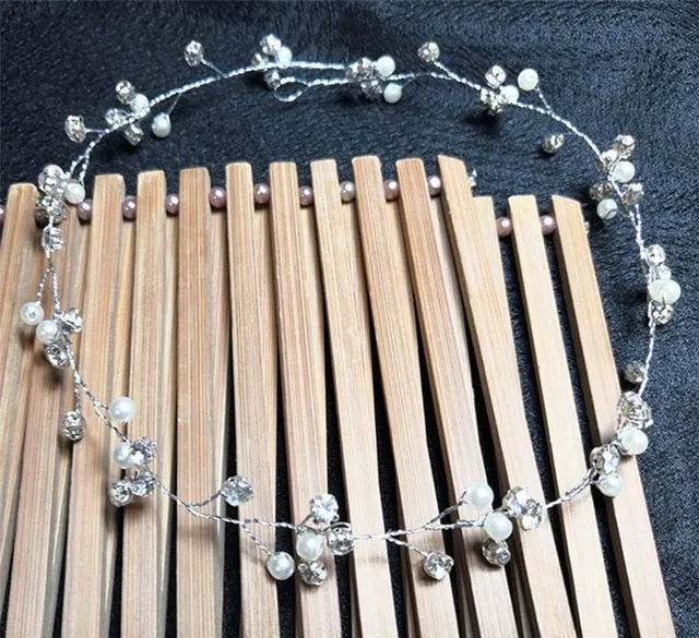 Wedding Headdress Floral Elegant Hair Pearl Hairpin Hair Accessories for Bride Crystal Crown