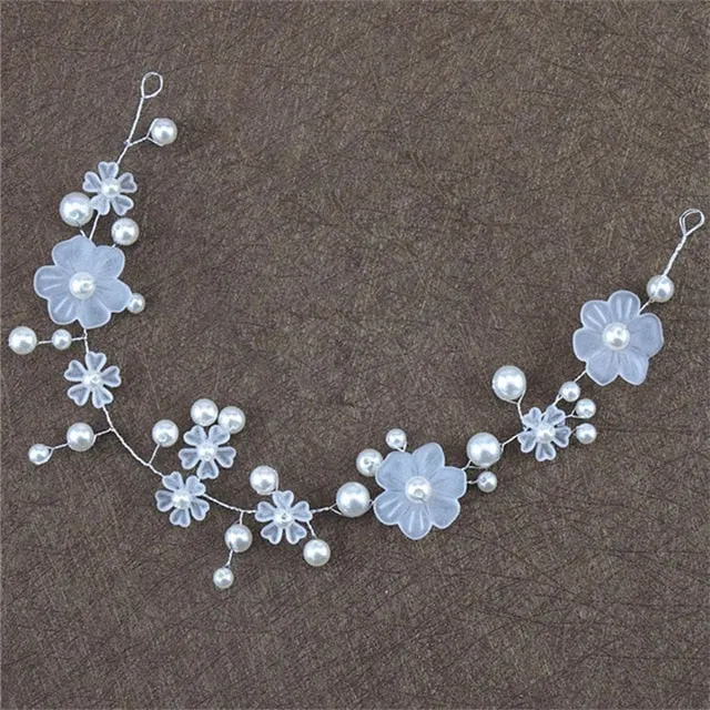 Wedding Headdress Floral Elegant Hair Pearl Hairpin Hair Accessories for Bride Crystal Crown