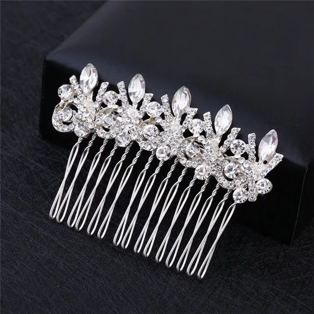 Wedding Headdress Floral Elegant Hair Pearl Hairpin Hair Accessories for Bride Crystal Crown