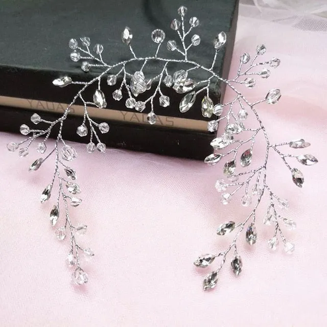 Wedding Headdress Floral Elegant Hair Pearl Hairpin Hair Accessories for Bride Crystal Crown