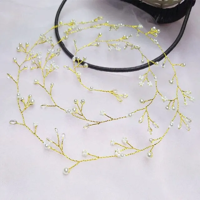 Wedding Headdress Floral Elegant Hair Pearl Hairpin Hair Accessories for Bride Crystal Crown