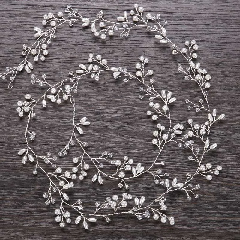 Wedding Headdress Floral Elegant Hair Pearl Hairpin Hair Accessories for Bride Crystal Crown
