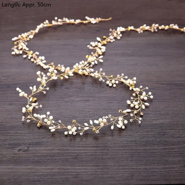 Wedding Headdress Floral Elegant Hair Pearl Hairpin Hair Accessories for Bride Crystal Crown