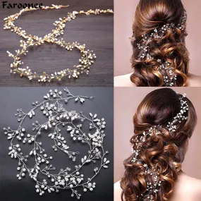 Wedding Headdress Floral Elegant Hair Pearl Hairpin Hair Accessories for Bride Crystal Crown