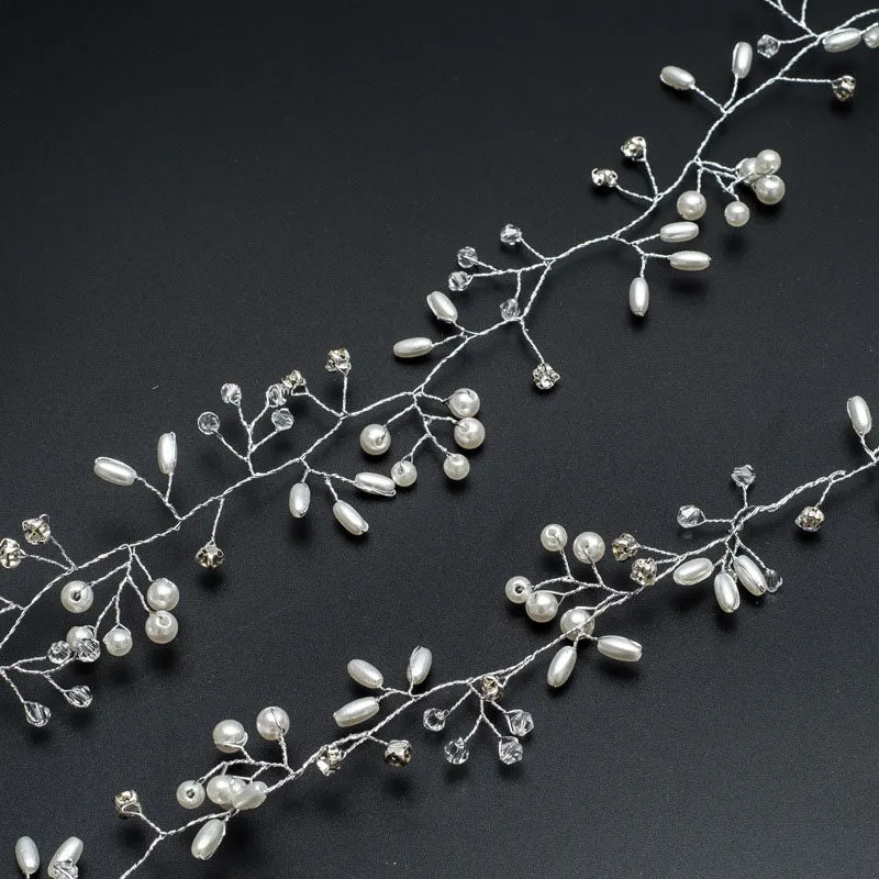 Wedding Headdress Floral Elegant Hair Pearl Hairpin Hair Accessories for Bride Crystal Crown