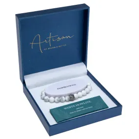 White Howlite 8mm Bead & Stainless Charm Bracelet