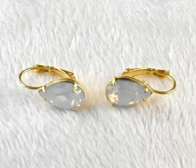 White Opal Pear Earrings
