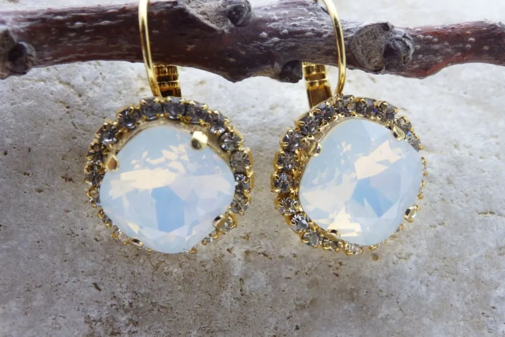 White Rebeka Bridal Earrings for Wedding Jewelry
