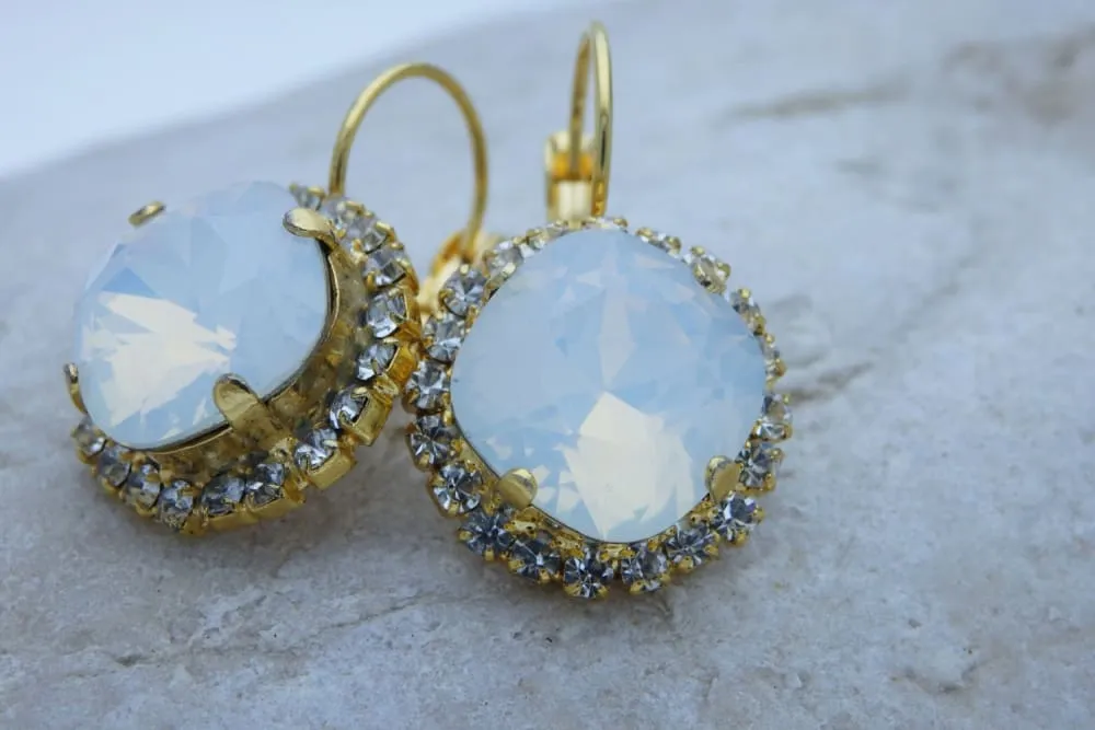 White Rebeka Bridal Earrings for Wedding Jewelry