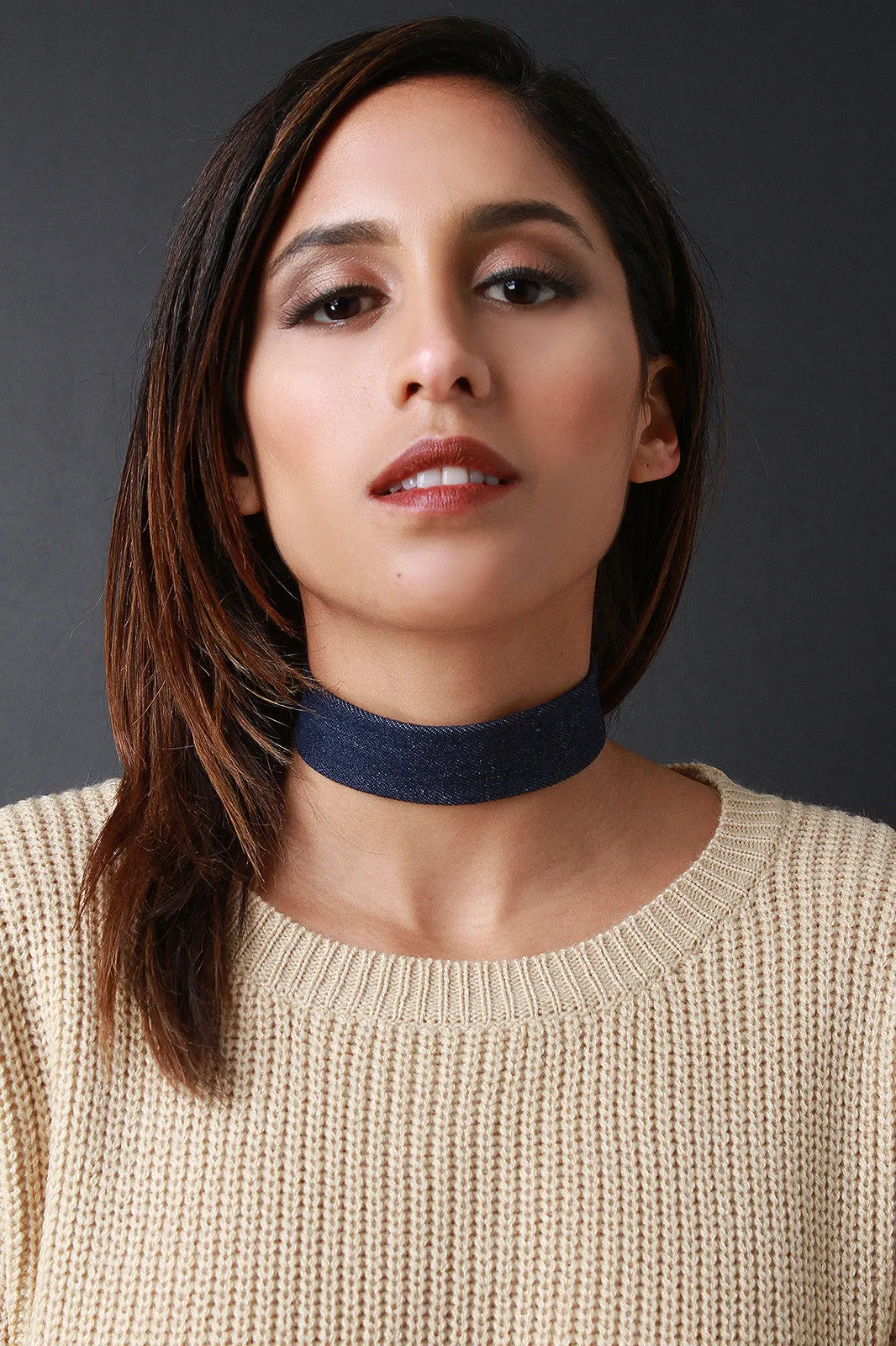 Wide Denim Choker