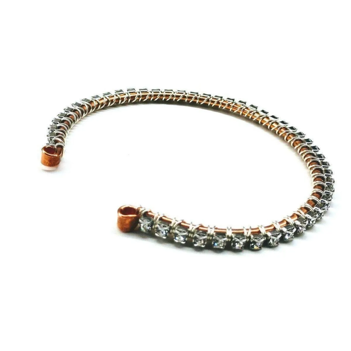 Wire Wrapped Crystal Rhinestone Tennis Bracelet Bangle