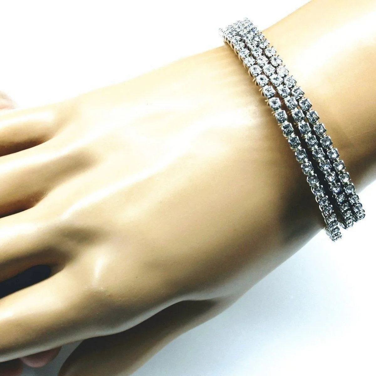 Wire Wrapped Crystal Rhinestone Tennis Bracelet Bangle